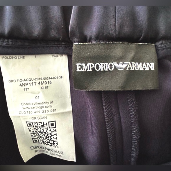 NWOT - EMPORIO ARMANI Navy Blue Suit Elastic Waist Pants - IT 42 / FR 38 / US 4 - Picture 3 of 3